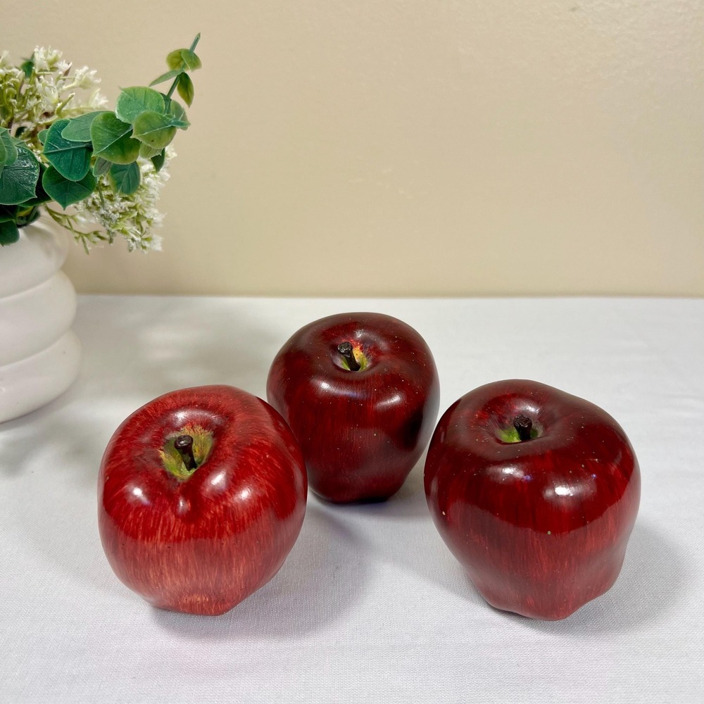 Ceramic Heavy Faux Apple Decor Figurines | Set of 3 | Teachers Gift